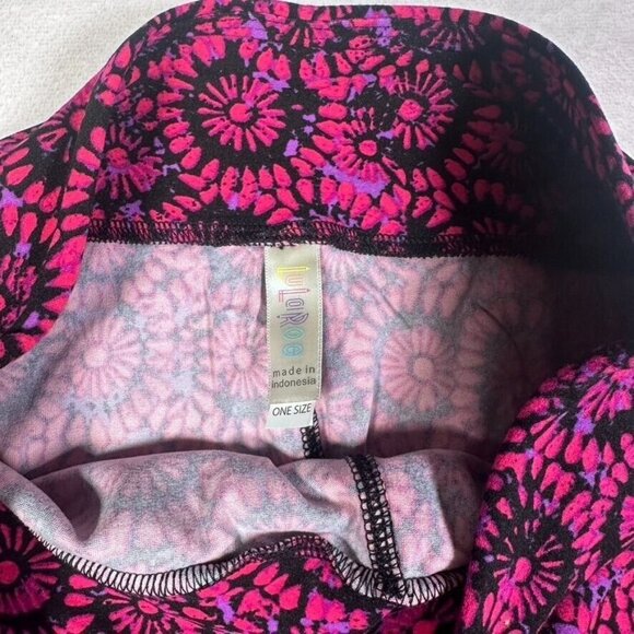 LuLaRoe Black Pink Purple Hippie Tye Dye Raver Trance Club Leggings One Size OS - Picture 3 of 6